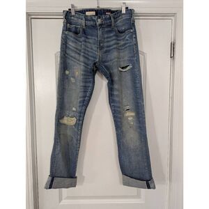 Anthropologie Pilcro Relaxed Straight Fit Patchwork Jeans women's 27 distressed‎